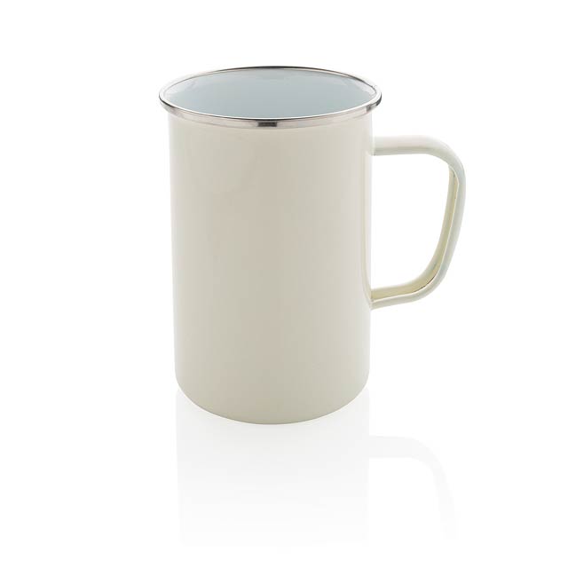 Vintage enamel mug XL - white