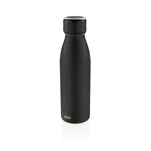 Swiss Peak vacuum bottle with mini true wireless earbuds - black