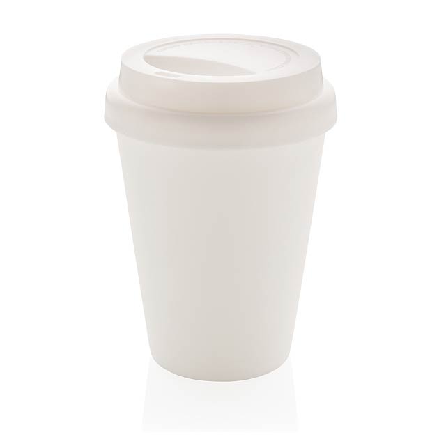 Reusable double wall coffee cup 300ml - white