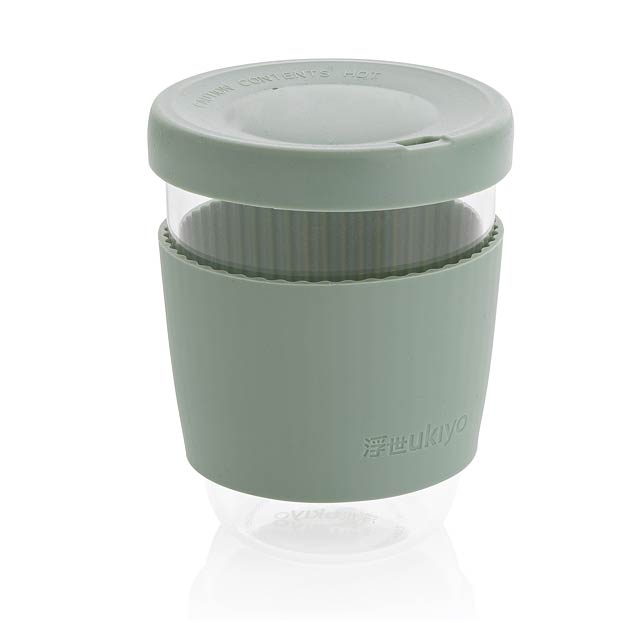 Ukiyo borosilicate glass with silicon lid and sleeve, green - green