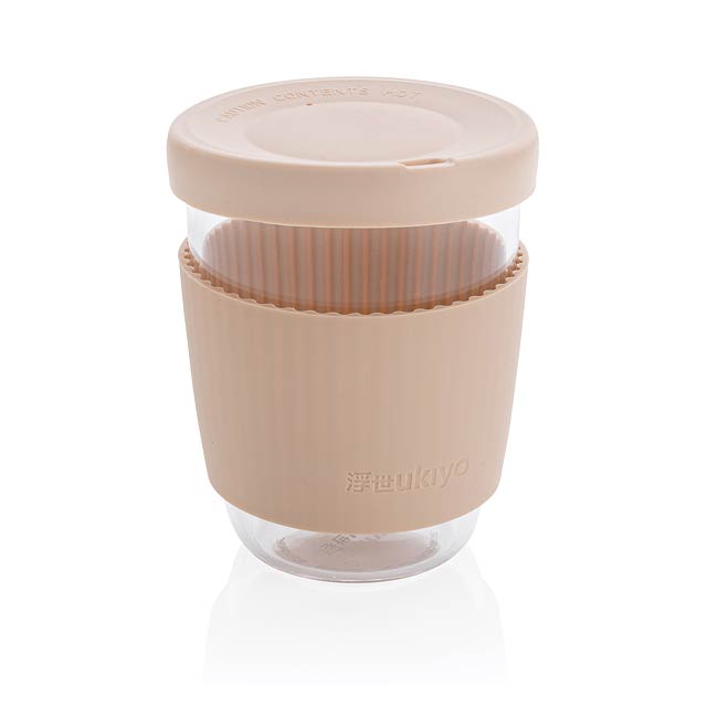 Ukiyo borosilicate glass with silicon lid and sleeve, brown - brown