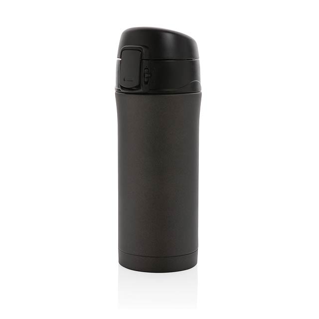 Metallic easy lock vacuum mug, black - black