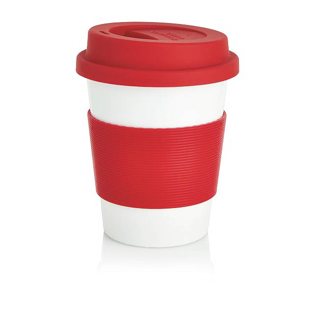 PLA coffee cup, white/Red - red