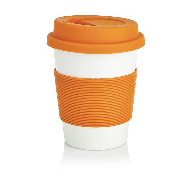 PLA coffee cup, white/Orange - orange