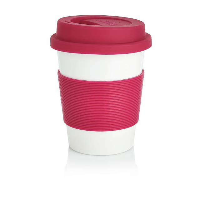 PLA coffee cup, white/pink - pink
