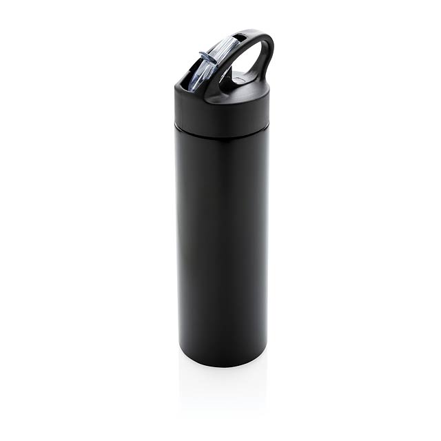 Sport bottle with straw - black