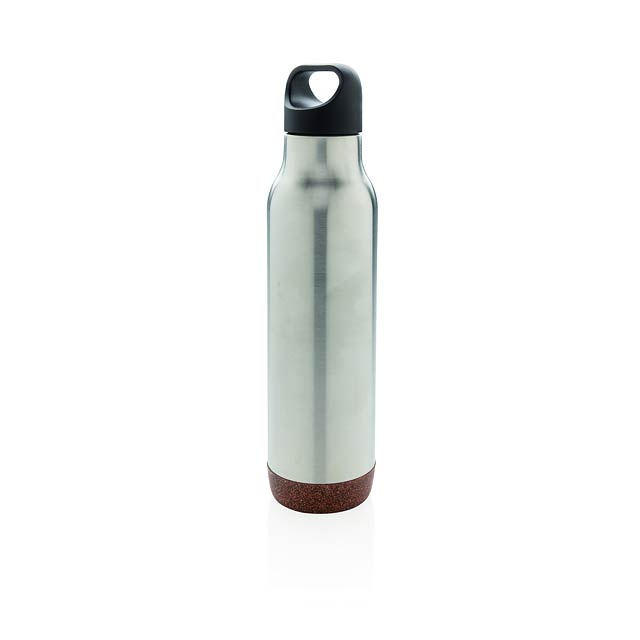 Auslaufsichere Vakuum-Flasche mit Kork - Silber