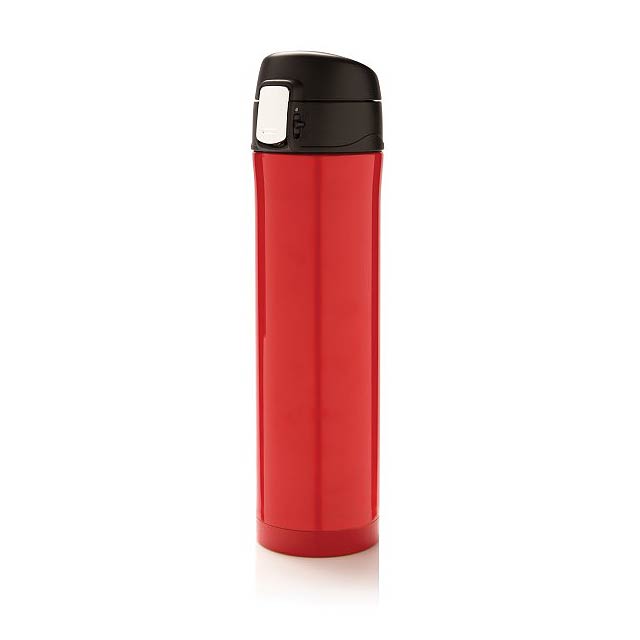 Easy lock vacuum flask, red/black - red