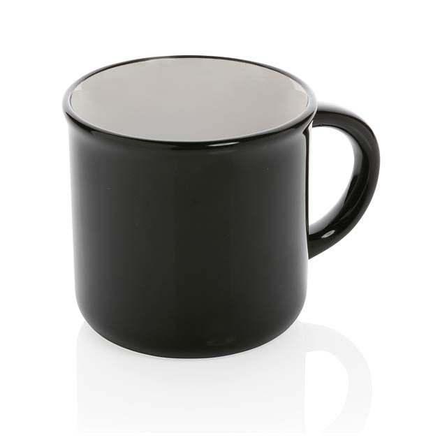 Vintage Keramiktasse, schwarz - schwarz