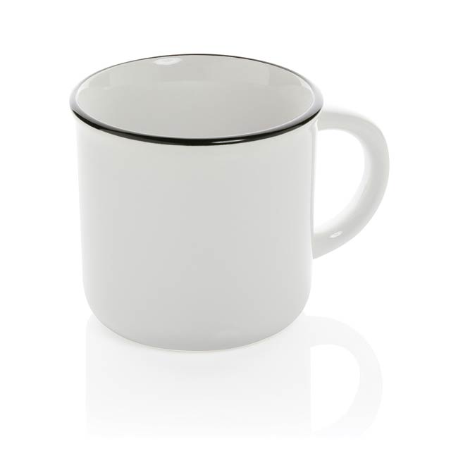 Vintage ceramic mug, white - white