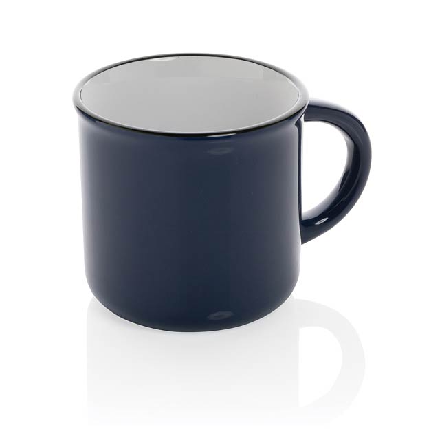 Vintage ceramic mug, navy - blue