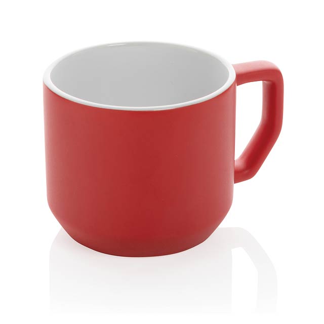 Ceramic modern mug, red - red