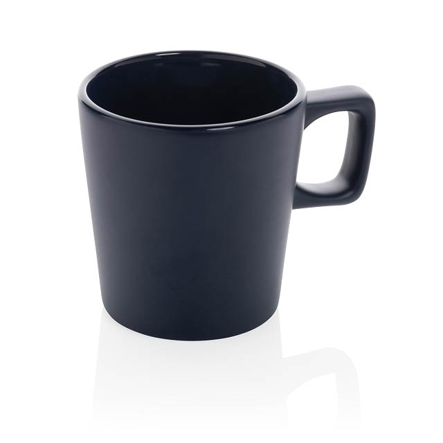 Ceramic modern coffee mug, navy - blue