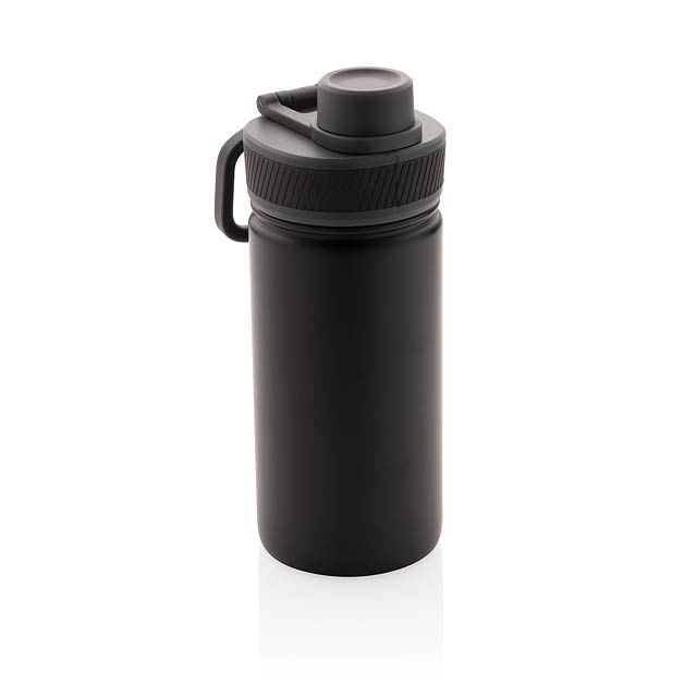 Vacuum stainless steel bottle with sports lid 550ml, black - black