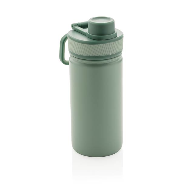 Vacuum stainless steel bottle with sports lid 550ml, green - green
