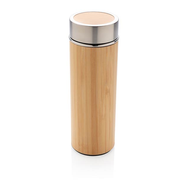 Leak proof bamboo vacuum bottle - brown