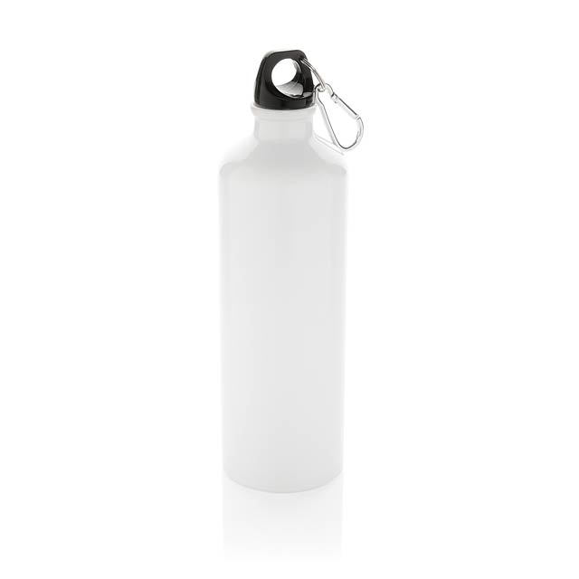 Hliníková sportovní lahev s karabinou XL, bílá - bílá