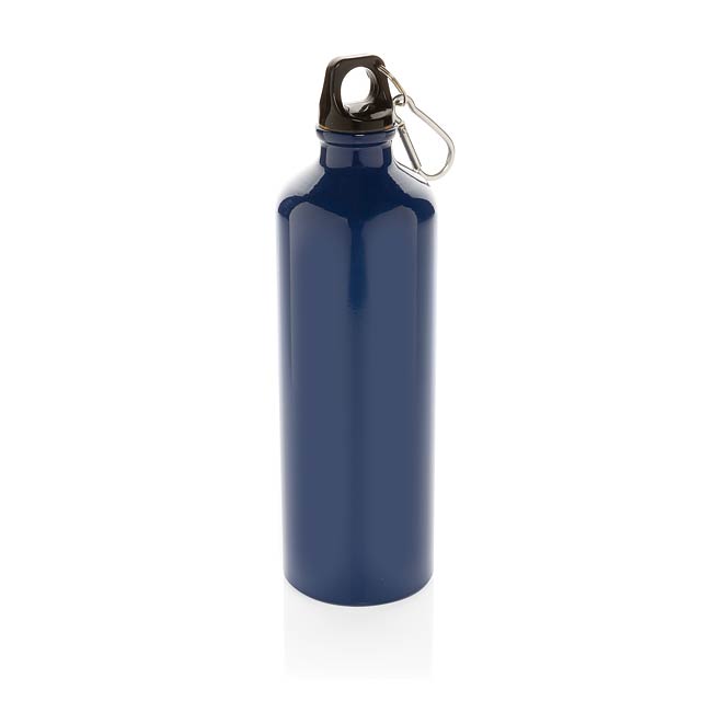 XL aluminium waterbottle with carabiner, blue - blue