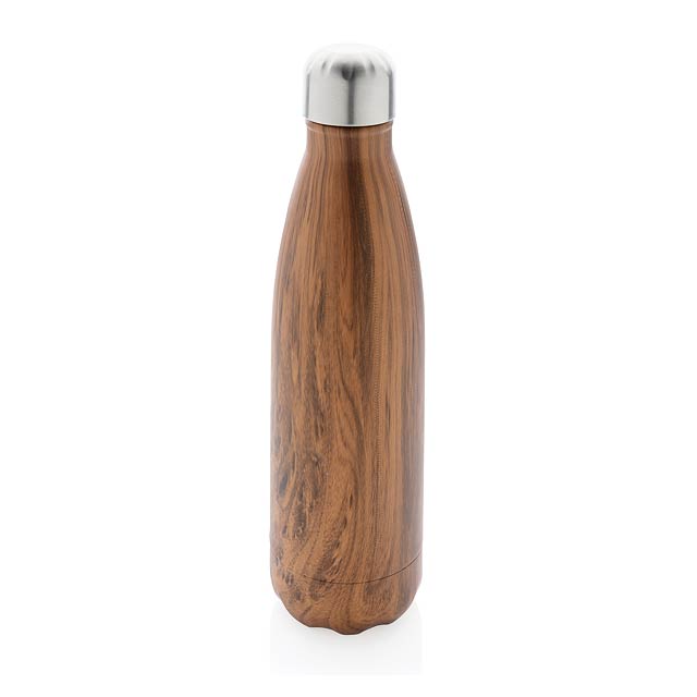 Vakuumisolierte Stainless Steel Flasche mit Holzoptik, braun - Bräune