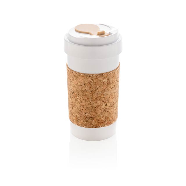 ECO PLA 400ml can with cork sleeve - white
