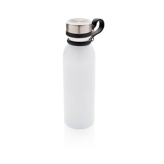 Copper vacuum insulated bottle with carry loop - white
