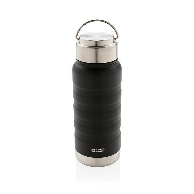 Swiss Peak Elite copper vacuum bottle with handle, black - black