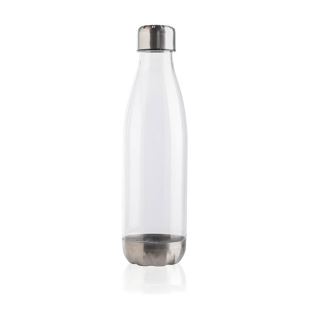 Leakproof water bottle with stainless steel lid, transparent - transparent