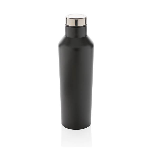 Modern vacuum stainless steel water bottle, black - black