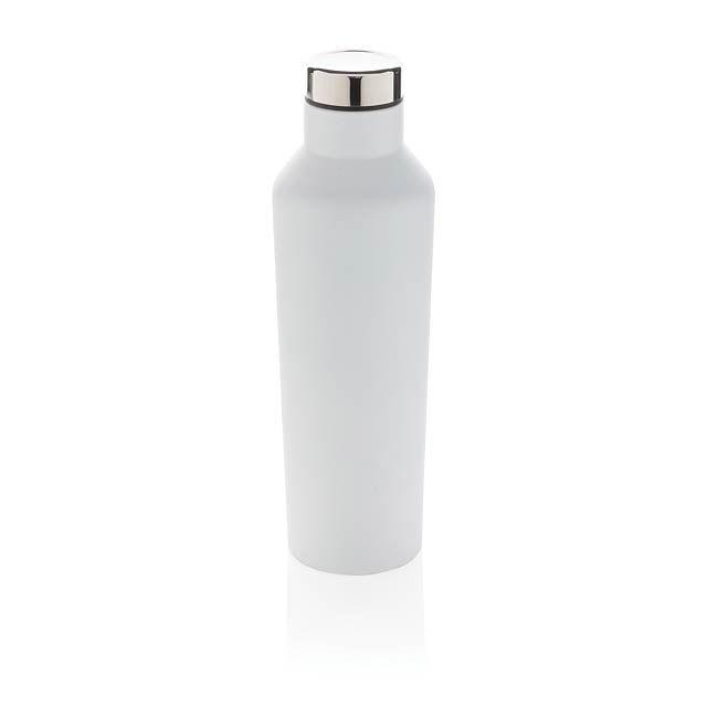 Modern vacuum stainless steel water bottle, white - white