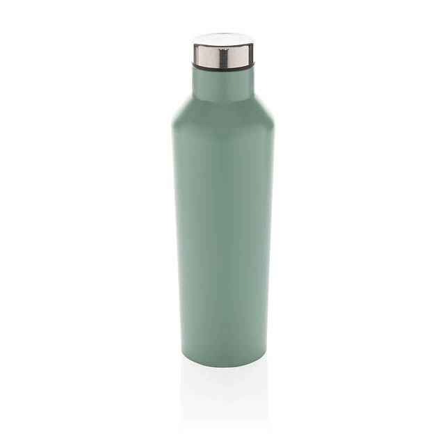 Modern vacuum stainless steel water bottle, green - green