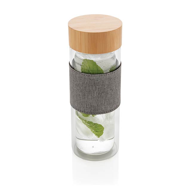 Impact double wall borosilicate glass bottle, transparent - transparent