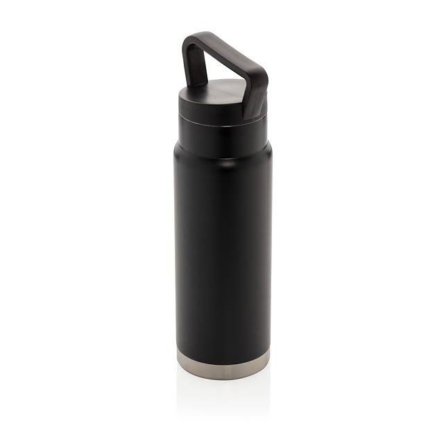 Leakproof vacuum on-the-go bottle with handle, black - black