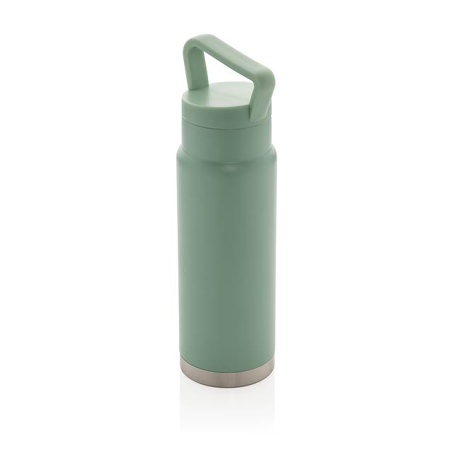 Leakproof vacuum on-the-go bottle with handle, green - green