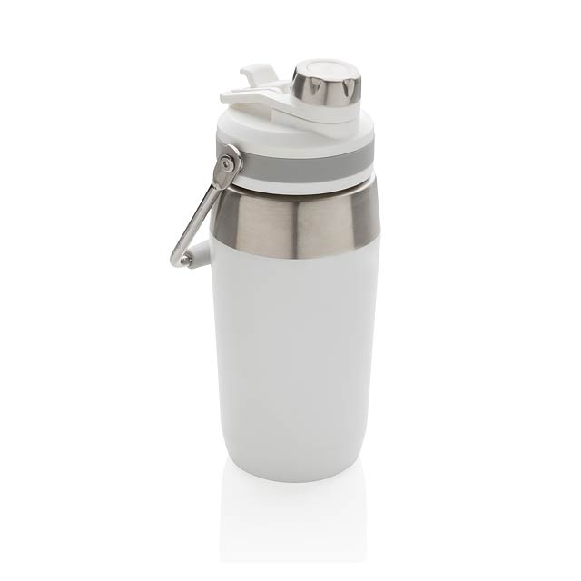 Vacuum stainless steel dual function lid bottle 500ml, white - white