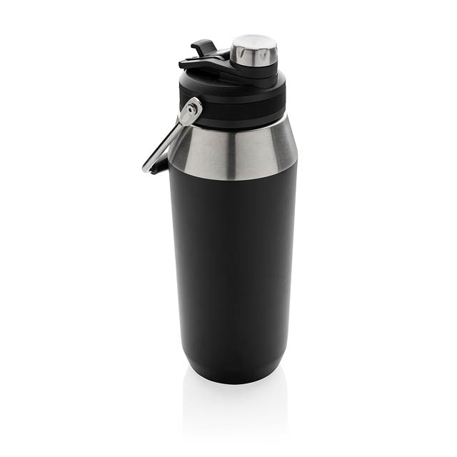 Vacuum stainless steel dual function lid bottle 1L, black - black