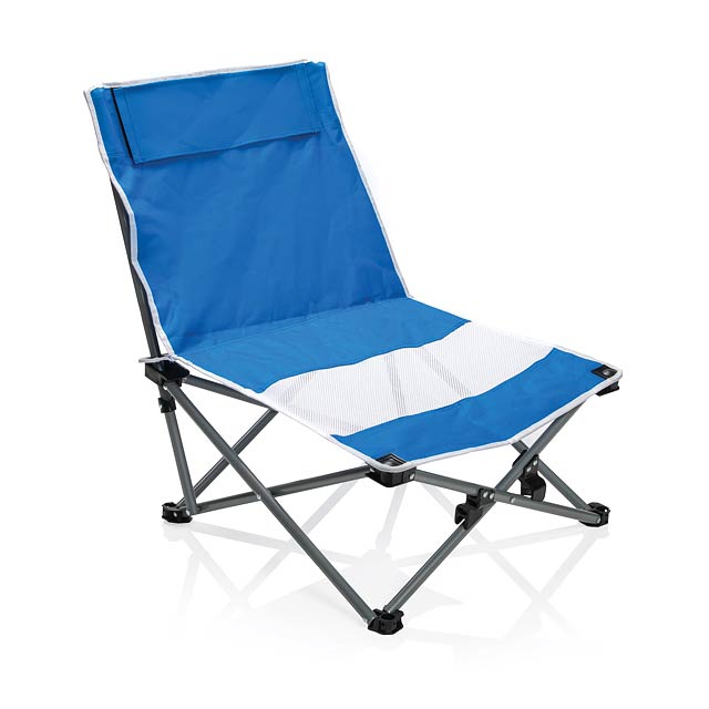 Foldable beach chair in pouch, blue - blue