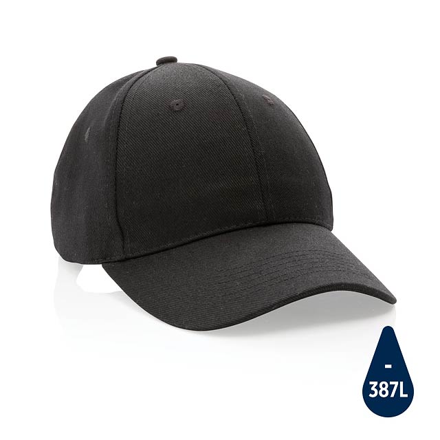 Impact AWARE™ 6 panel 280gr Recycled cotton cap, black - black