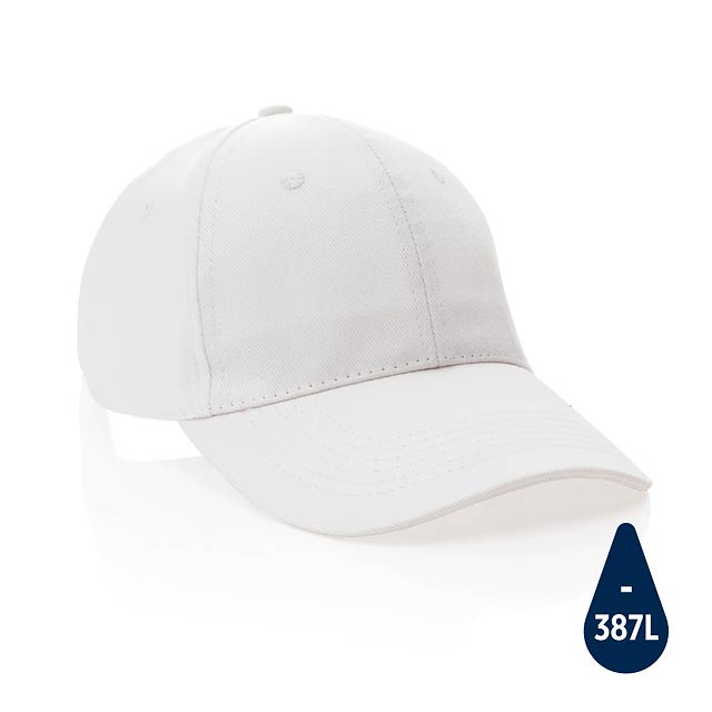 Impact AWARE™ 6 panel 280gr Recycled cotton cap, white - white