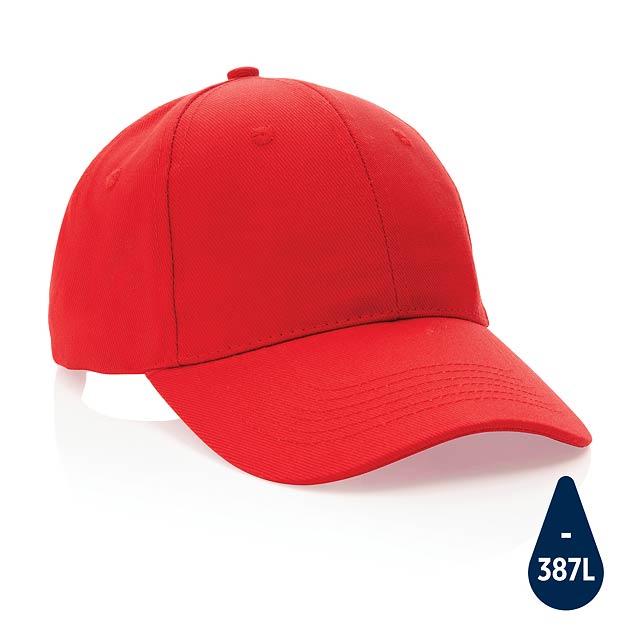 Impact 6 Panel Kappe aus 280gr rCotton mit AWARE™ Tracer, ro - Rot