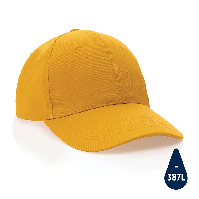 Impact AWARE™ 6 panel 280gr Recycled cotton cap, yellow - yellow