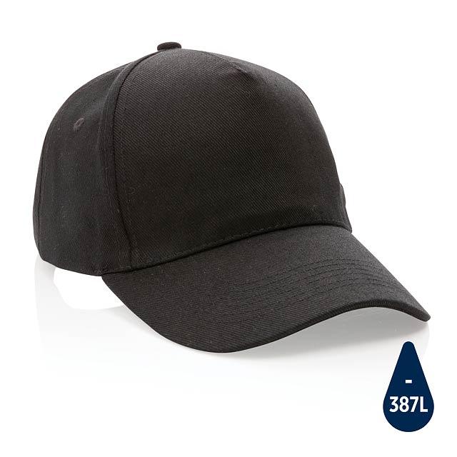 Impact 5panel 280gr Recycled cotton cap with AWARE™ tracer, - black