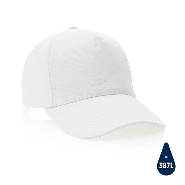 Impact 5panel 280gr Recycled cotton cap with AWARE™ tracer, - white