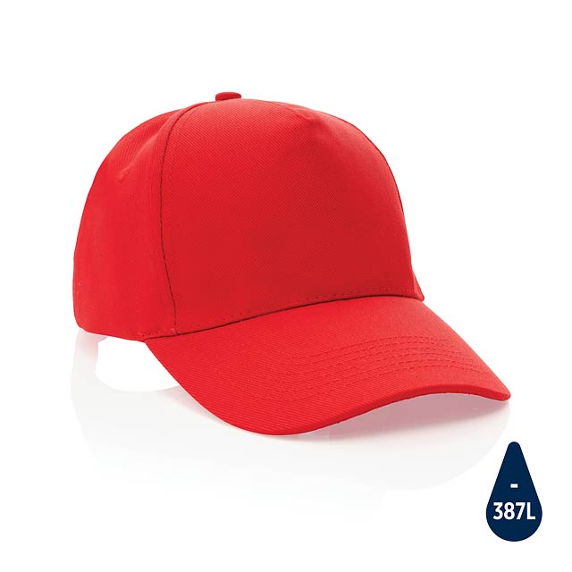 Impact 5panel 280gr Recycled cotton cap with AWARE™ tracer, - red