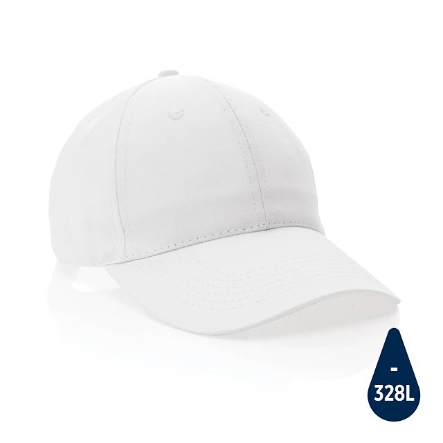 Impact 6 panel 190gr Recycled cotton cap with AWARE™ tracer, - white