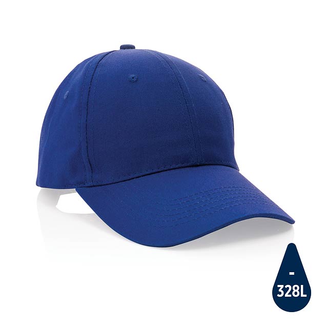 Impact 6 panel 190gr Recycled cotton cap with AWARE™ tracer, - blue