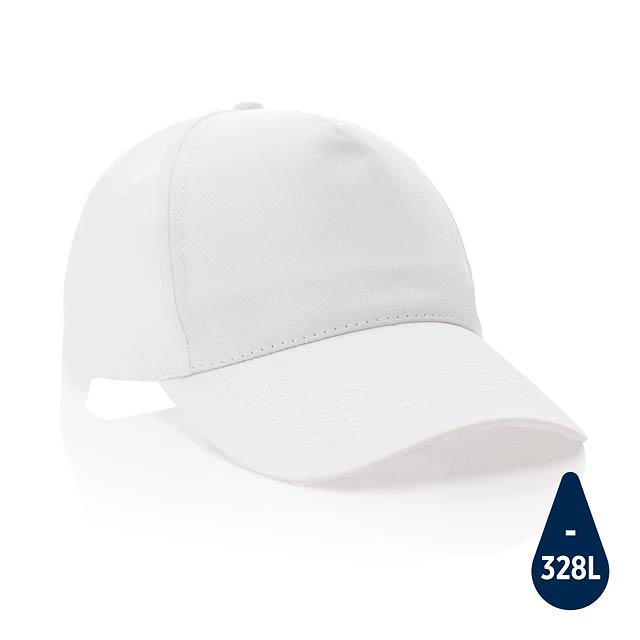 Impact 5 panel 190gr Recycled cotton cap with AWARE™ tracer, - white