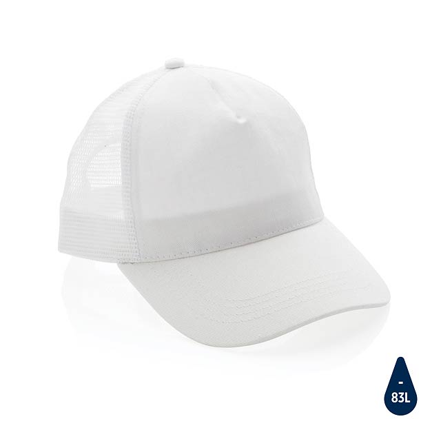 Impact AWARE™ Brushed rcotton 5 panel trucker cap 190gr, whi - white