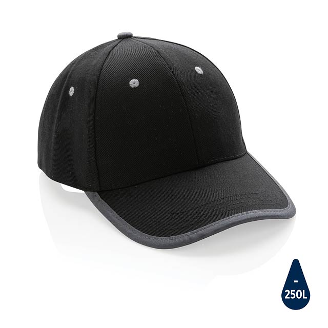 Impact AWARE™ 280gr Brushed rCotton 6 Panel Kontrast-Cap, sc - schwarz