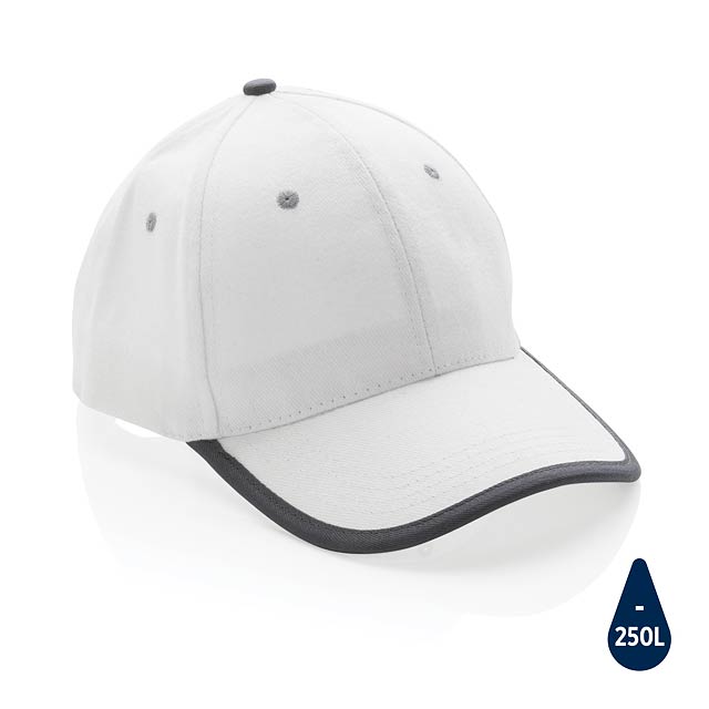 Impact AWARE™ 280gr Brushed rCotton 6 Panel Kontrast-Cap, we - Weiß 