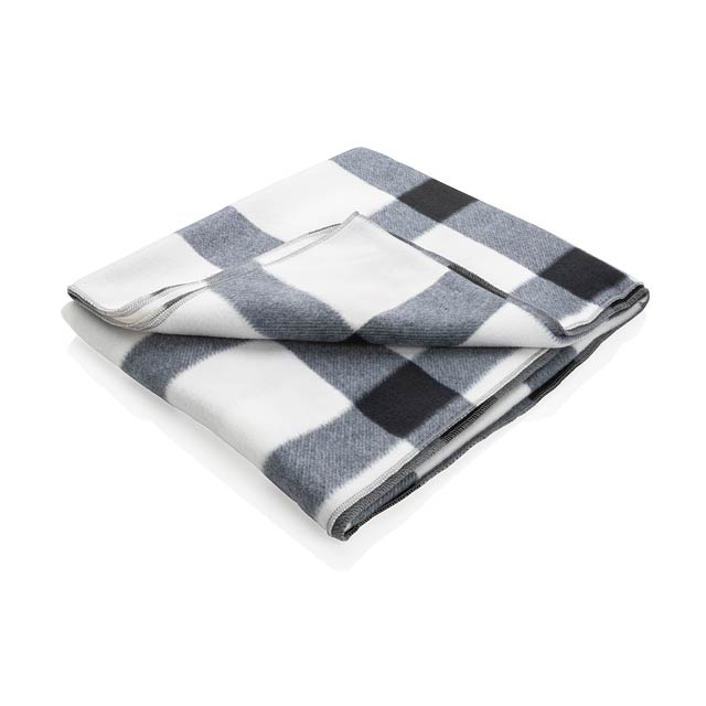 Soft plaid fleece blanket, white - white